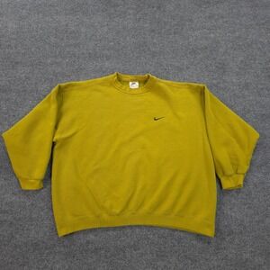 Vintage Nike Sweatshirt Mens XXL Yellow Swoosh Logo Sports Grunge 90s USA‎